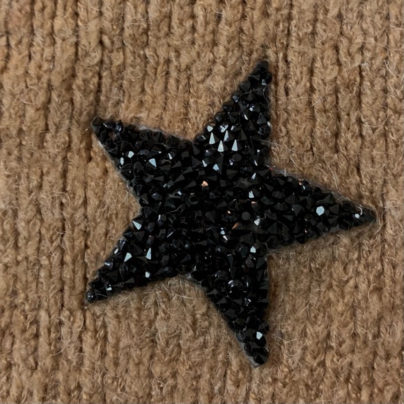 YEAR of THE DRAGON Stars Cross BEIGE WOOL Oversized JEWELED Turtleneck SWEATER - Picture 5 of 9